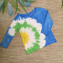 Tie Dye T-Shirt Long Sleeve Blue/Green/Yellow